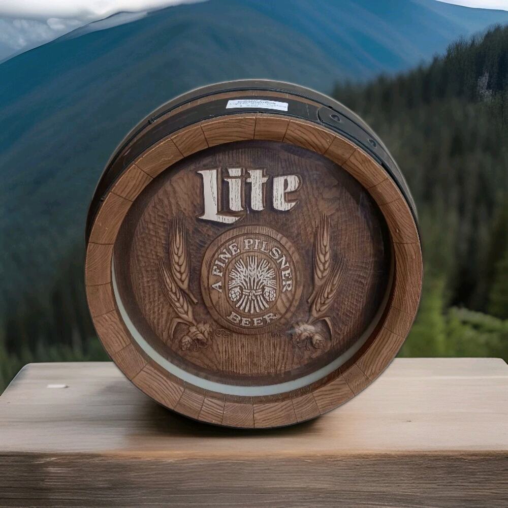 Miller Lite A Fine Pilsner Beer Light barrel end breweriana sign Lighted Display